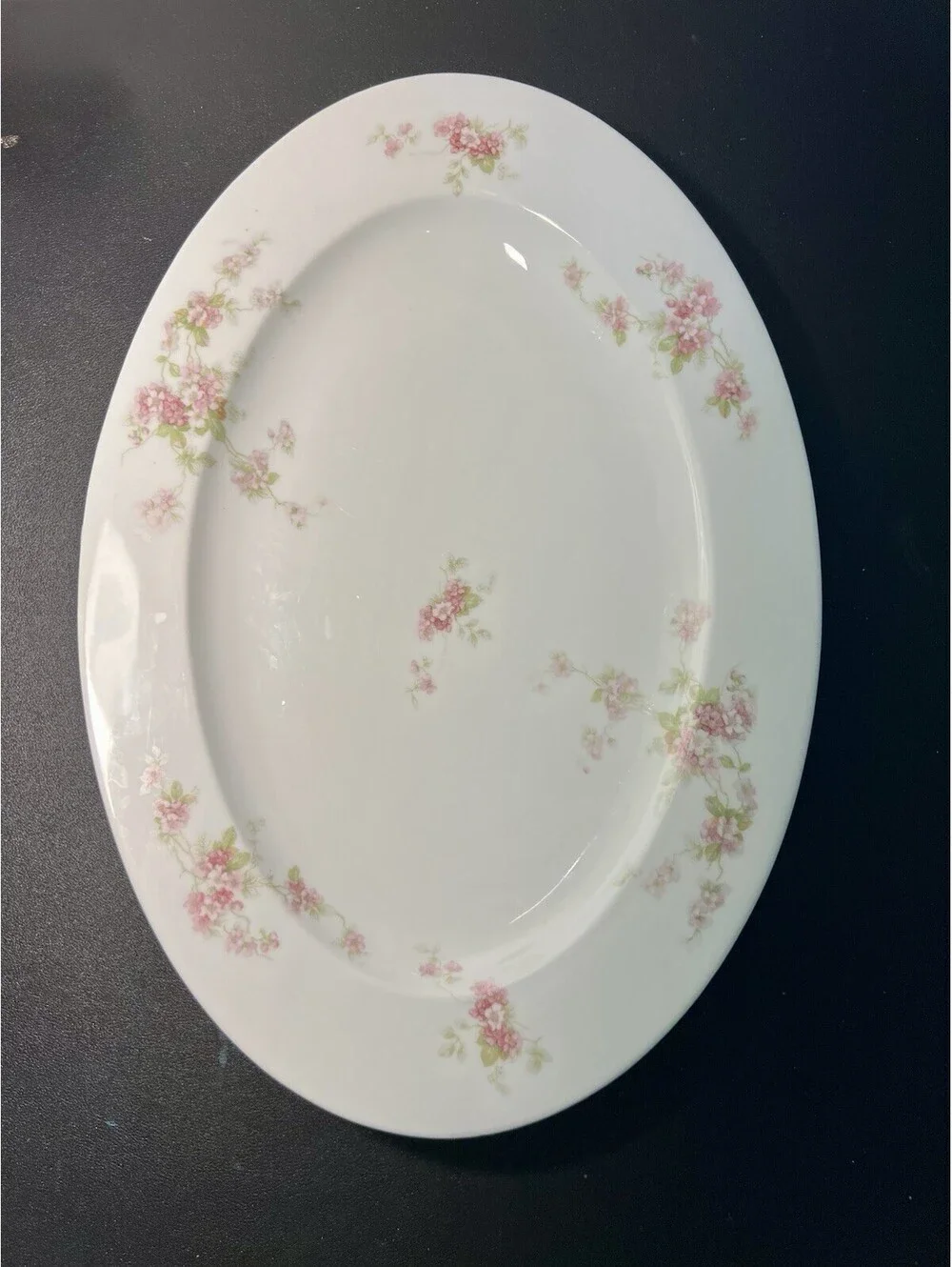 O&EG Royal Austria 1900s Pink Floral Porcelain Oval Serving Platter, 16x11”